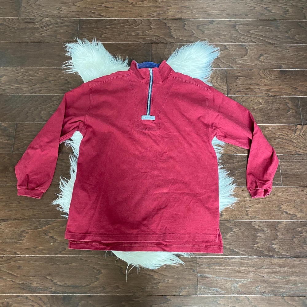 [Champion] Vintage Quarter Zip Shirt Spellout